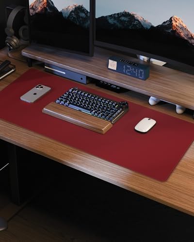 PU Leather Desk Pad Protector - 36"x17" Large Non-Slip Desk Mat, Waterproof Office Desk Blotter for Keyboard & Mouse, Premium Workstation Cover for Home & Office (Red) - Image 7