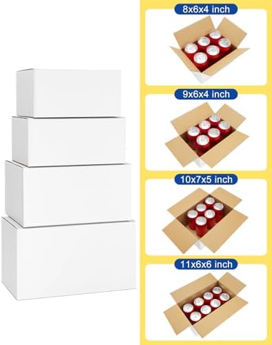 Assorted-Sizes-Shipping-Boxes-40-Pack: 8x6x4 & 9x6x4 & 10x7x5 & 11x6x6 Small-Shipping-Boxes-Mailers, White Corrugated-Cardboard-Boxes-for-Packing-Small-Business Mailing - Image 3