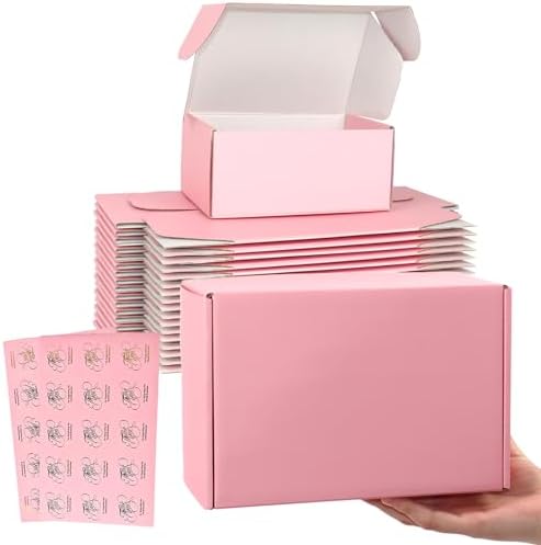 Shipping Boxes for Packaging, 9x6x4" Pink Corrugated Cardboard Boxes, 20 Packs Medium Mailing Boxes for Small Business by OitiO