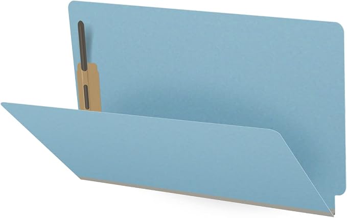 Ecom Folders End Tab Pressboard File Folders | Legal Size 25 Pt Stock with 2" Tyvek Expansion | Full Cut Tabs for Medical Charts, Legal Documents & Office Records | Light Blue, Box of 25 by Ecom+Folders
