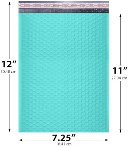 Teal Bubble Mailers 7.25x12, Self Seal Poly Padded Envelopes #1, 200 Pack - Image 2
