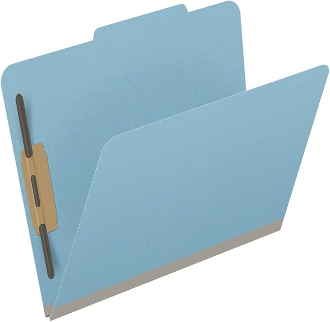 25 Pt. Pressboard Classification Folders, 2/5 Cut ROC Top Tab, Letter Size, No Dividers, Light Blue (Box of 25) - Image 2