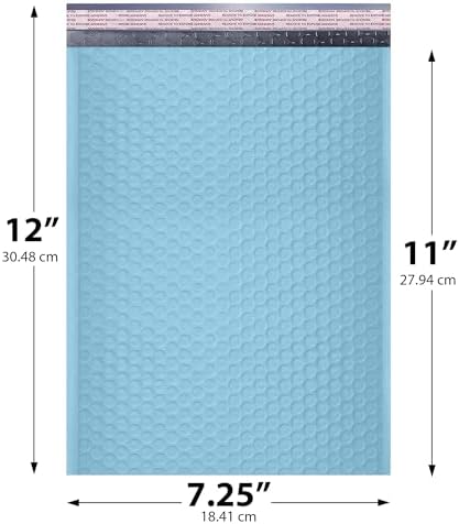 Light Blue Bubble Mailers 7.25x12 Poly Padded Envelopes #1 100 Pack - Image 2