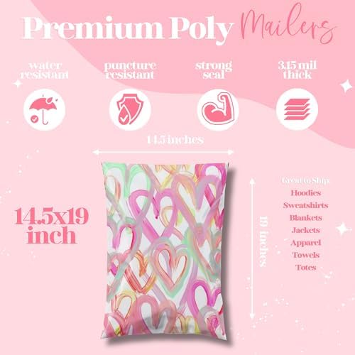 Pretty Package Store Poly Mailer 14.5x19, Happy Hearts, 100 Pack - Image 3