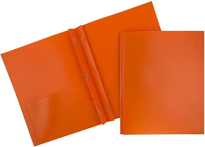 JAM PAPER Plastic Color POP Folders - 2 Pocket Durable Folders with Metal Prongs Fastener Clasps - Assorted Fashion Colors - 6/Pack - Image 8