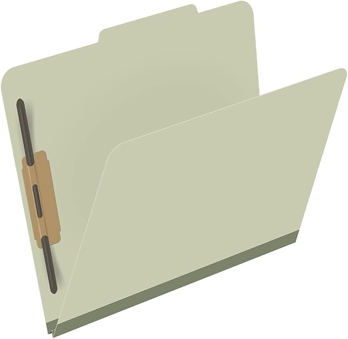 25 Pt. Pressboard Classification Folders, 2/5 Cut ROC Top Tab, Letter Size, No Dividers, Light Green (Box of 25) - Image 2