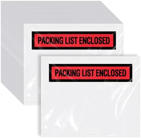 Teling 1000 Pcs Packing List Envelopes Clear Adhesive,Red,7.5" X 5.5" by Teling
