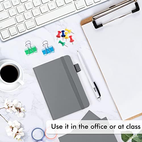 feela 15 Pack Pocket Small Notebooks Bulk, Mini Cute Notepads Hardcover College Ruled Lined Journals with Pen Holder for School Business Memos, with 15 Black Pens, 3.5”x 5.5”, A6, Gray - Image 4