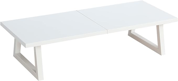 TEAMIX 24 inch Monitor Riser for Desk, Wood & Steel Computer/TV Stand White | Laptop, PC, Printer Stand Riser, Holds 150lbs, Desktop Organizer, Keyboard Storage, for Office, Home, Gaming, Craft Space by TEAMIX