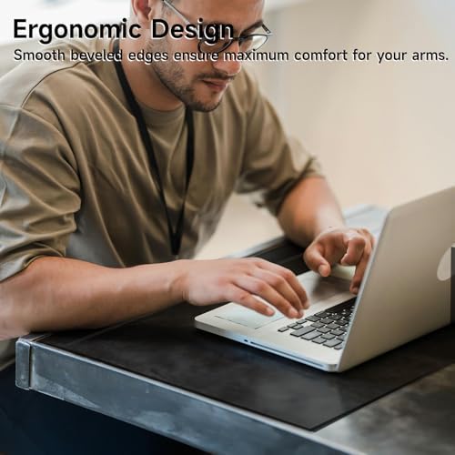 VASUHOME 24" x 18" Black Tempered Glass Desk Mat with Beveled Edge - Ergonomic Desk Protector, Dry Erase Surface, Ideal Table Top Protector for Home & Office - Image 5