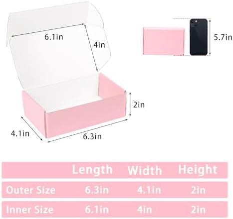 6x4x2 Pink Shipping Boxes Small, 45 Pack Corrugated Cardboard Mailer Boxes for Packaging Small Business Mailing Gift - Image 2