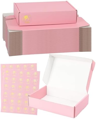 9x6x2 Inch Pink Shipping Boxes 45 Pack, Small Cardboard Boxes for Packaging Small Business by TryDrem