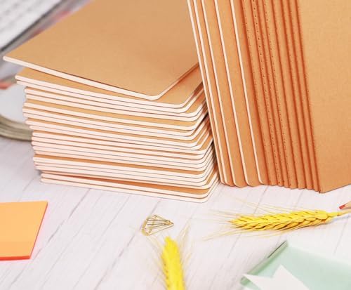 24 Pack A5 Blank Notebook Bulk Kraft Cover Blank Sketch Book Pad Travel Journals Composition Diary Subject Notebooks Planner 60 Pages, 8.3”x 5.5” - Image 3