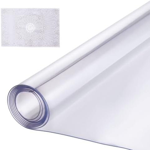 VEVOR Plastic Table Cover, 54 x 54 Inch 1.5 mm Thick Clear Square PVC Desk Mat Protector, Waterproof & Easy Cleaning Desk Pad Tablecloth, for Office, Dresser, Dining Room, Night Stand by VEVOR