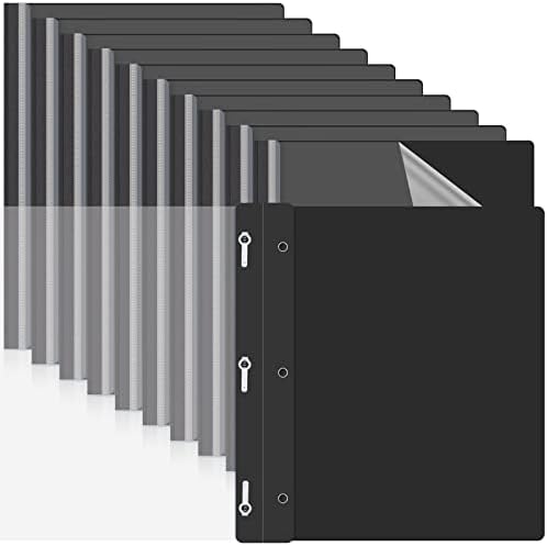 Teling 72 Pack Clear Front Report Covers with 3 Prong Fasteners, Black by Teling