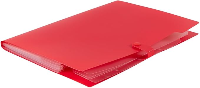 JAM PAPER Slim Expanding File Folder - 5 Pocket Plastic File Folder – Snap Closure - 9 x 11 1/2 - Red - Sold Individually - Image 5
