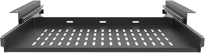 Sliding Under Desk Laptop Mount Shelf with Air Vents, 16" W | W 16.3" x D 12" Metal Under Desk Slide Out Tray Laptop Storage Tray for Laptop (16 Inch Wide) - Image 6