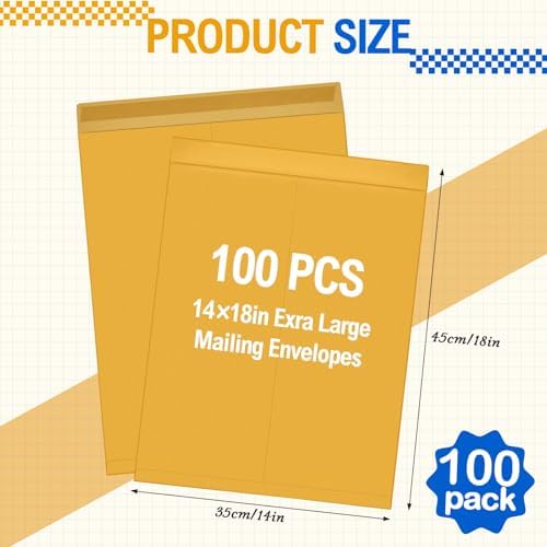 Motipuns 100 Pcs 14'' x 18'' Large Mailing Envelopes with Gummed Flaps - Image 2