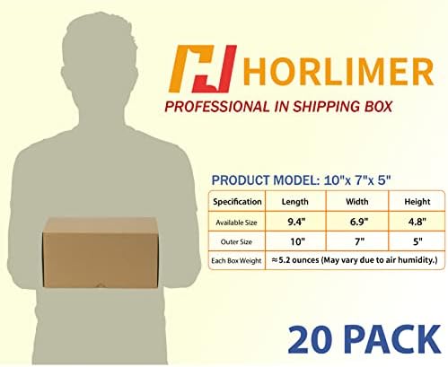 HORLIMER 10x7x5 inches Shipping Boxes Set of 20, Brown Corrugated Cardboard Box Literature Mailer - Image 2