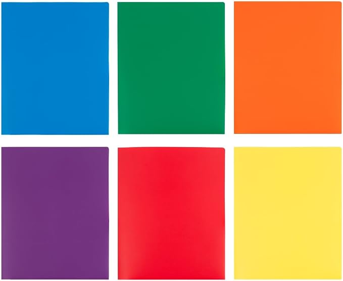 JAM PAPER Heavy Duty Plastic 2 Pocket Extra Tough School Folders - Assorted Primary Colors - 6/Pack - Image 7