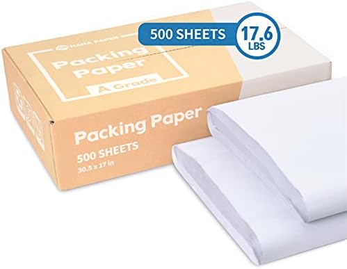 HANA PAPER 30.5" x 17" Large size (500 sheets, 17.6lb) Packing Paper Sheets for Moving, A grade of Newsprint paper for wrapping, storage, shipping. Box packaged. Ideal for wrap dish, glassware. by HANAPAPER