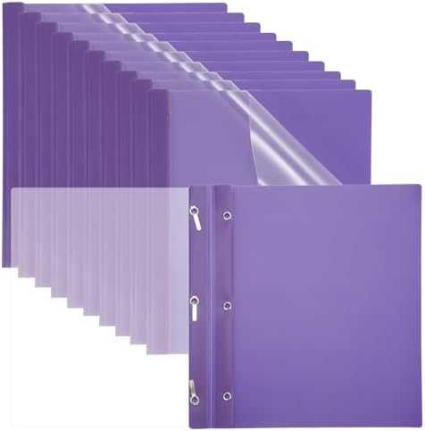 PATIKIL Plastic Report Covers with Prong, 30 Pcs 80 Sheet Clear Front Presentation Binders with 3 Metal Prong Fasteners Report Folder for Resume Documents Files Letter, Purple by PATIKIL