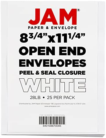 JAM PAPER 8 3/4 x 11 3/4 Open End Commercial Envelopes with Peel and Seal Closure - White - 25/Pack - Image 6