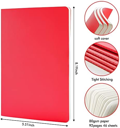 feela 36 Pack Soft Cover Journal Bulk, Lined Blank Travel Journal for Women Men Writing, Notebooks College Ruled for Work, Note Taking Notebook School Business Supplies, 8.2” x 5.5”, A5, Red - Image 2