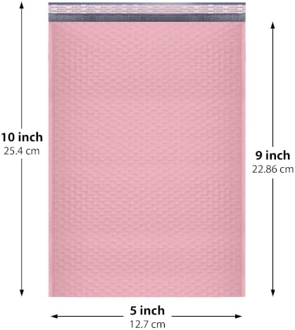 Light Pink Bubble Mailers 5x10, Self Seal Poly Padded Envelopes #00, 250 Pack - Image 2