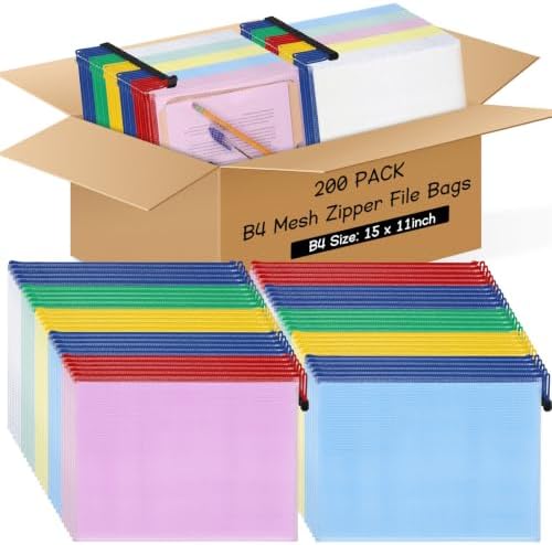 200 Pcs B4 Mesh Zipper Pouch Bags, Mesh Bags with Zipper Bulk, Vibrant by Zhehao