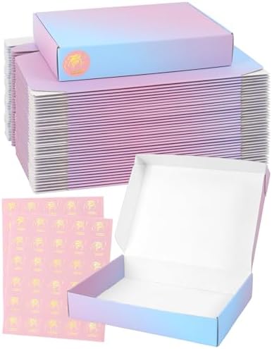11x8x2 Inch Shipping Boxes 40 Pack, Purple Gradient Mailer Packaging Box, Corrugated Cardboard Boxes for Gift Small Business Literature by TryDrem
