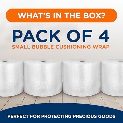 Campior Small Bubble Cushioning Wrap for Moving and Shipping - 175 Ft Bubble Packing Wrap for Packaging Boxes and Mailers, Clear Bubble Roll Moving Supplies, Perforated Every 12 inches, Pack of 4 - Image 2