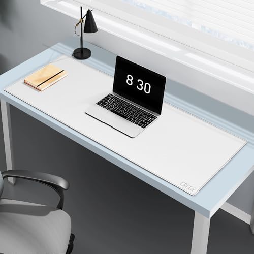 Cacoy 40" x 16" Oversized PU Leather Desk Mat, Extended Gaming Mouse Pad Writing Mat, Leather Desk Pad Blotters Protector for Office, Home, Computer, Laptop - White - Image 6
