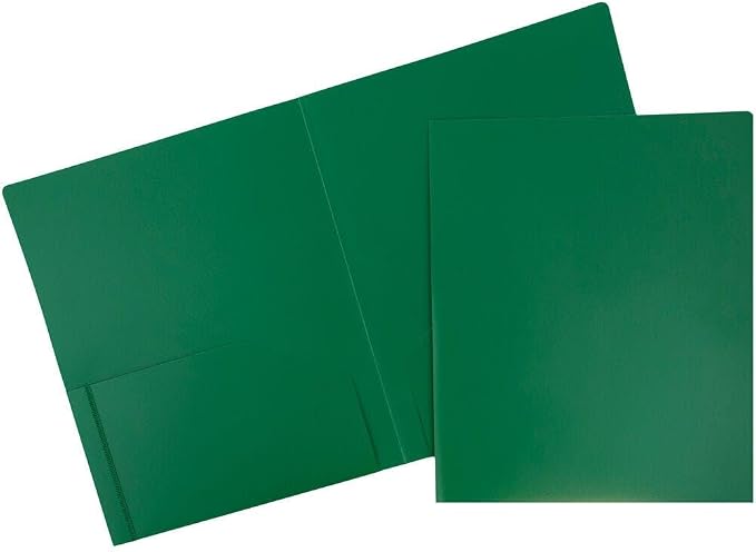 JAM PAPER Heavy Duty Plastic 2 Pocket Extra Tough School Folders - Green - 24/Pack by JAMPaper