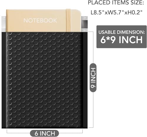 Metronic 9600 Pack Bubble Mailer 6x10" Black Waterproof Padded Envelopes - Image 2