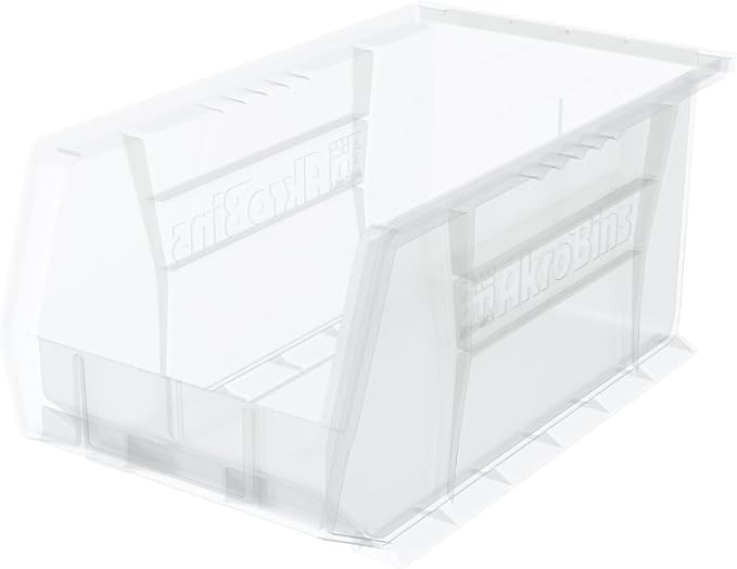 Akro-Mils 30240 AkroBins Plastic Storage Bins, 15"x8"x7", Clear, 12-Pack | Space-Saving Stackable Bins for Garage, Pantry, Craft Organization - Image 11