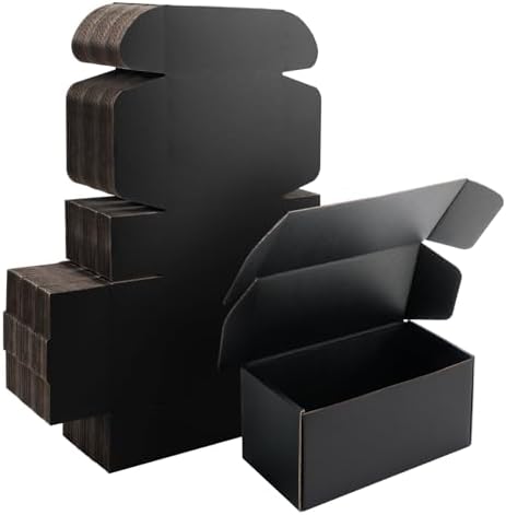 8x4x4 inch Black Shipping Boxes for Small Business- Set of 25 by Yidomto
