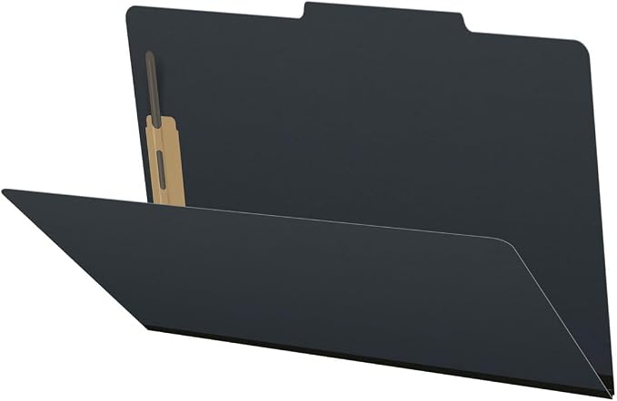 Top Tab Pressboard Folders, Legal Size, 2" exp, Fasteners Pos #1 & #3, Black (Box of 25) by Ecom+Folders