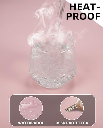 AFIING Desk Pad Protector 23.6" x 13.7" - Non-Slip Waterproof PU Leather Desk Mat for Mouse, Keyboard, Laptop, Office and Home Workspace (Light Pink) - Image 4