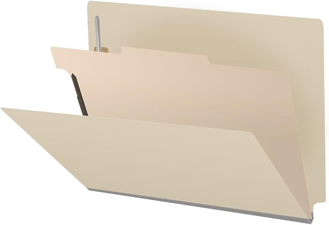 18 Pt. Manila Classification Folders, Full Cut End Tab, Letter Size, 1 Divider (Box of 10) by Ecom+Folders