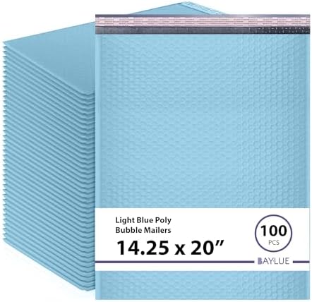 Light Blue Bubble Mailers 14.50x20, Poly Padded Envelopes #7, 100 Pack by BAYLUE
