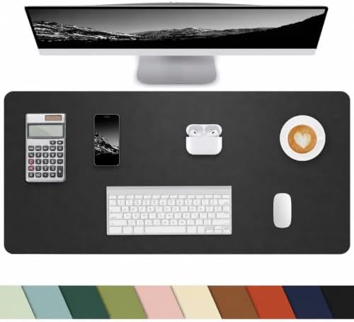 Small Desk Mat,Leather Desk Pad Protector,Desk Mouse pad,Office Desk mat,Laptop Mat for Desk, Non-Slip PU Leather Desk Blotter,Waterproof Desk Writing Pad for Office/Home(23.6"x13.8",Black) by cebowa