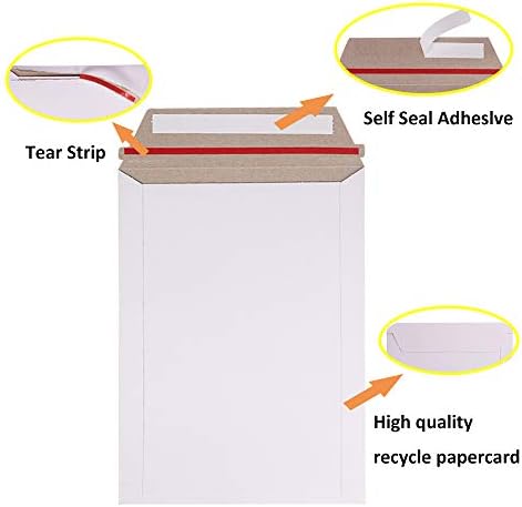 zmybcpack 100 Pack 9X12 inch Self Seal Photo Document Mailers Stay Flat White Cardboard Envelopes White Photography Mailersfor CD, Photos, Document - Image 3