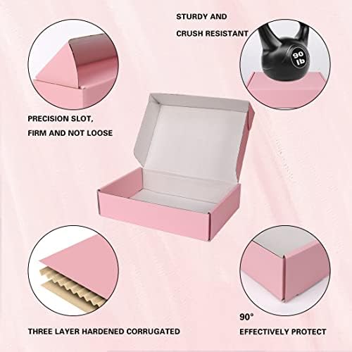 30 Pack 9x6x2 in Corrugated Shipping Boxes Small, Pink Shipping Mailing Boxes for Packaging, Recyclable Cardboard Box Mailers Small Business - Image 3
