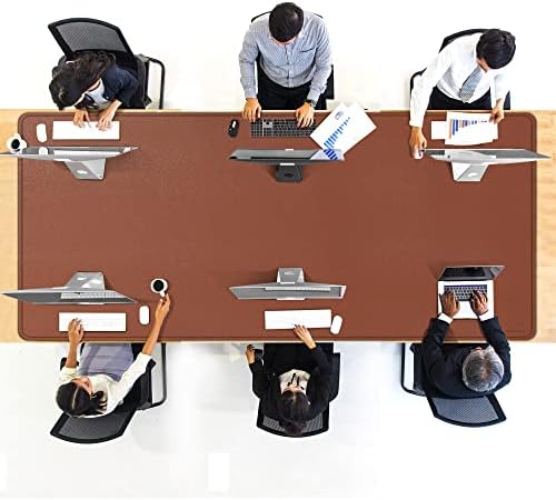 CENNBIE MAX200 78.7" x 39.4" Leather Desk Mat, Extra Large Desk Pad Blotter Protector, Extended Table Pad, Waterproof PU Leather Desk Mat on top of desks Large for Office and Home (Brown) - Image 5