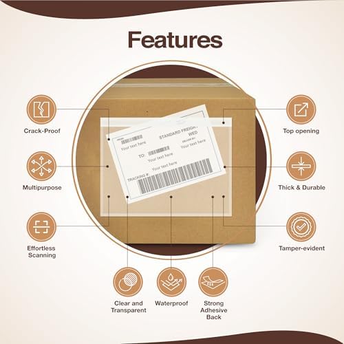 7x10 Shipping Label Sleeves 500 Pack-Strong Adhesive - Image 3