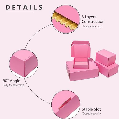 Timirog Shipping Boxes 12x9x2 Inches 25 Pack Pink Corrugated Cardboard - Image 5