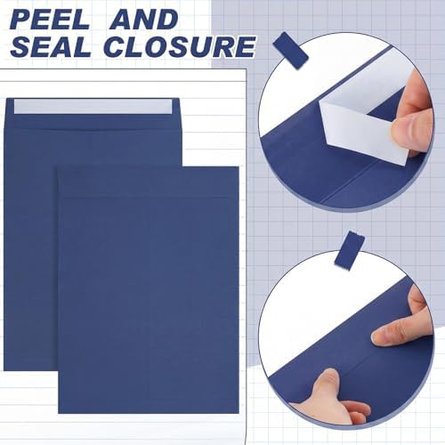 100 Pcs 9''x12'' Catalog Envelopes Self Adhesive Manila,Navy Blue - Image 3