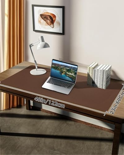 Large Leather Desk Pad Protector, Office Mat, Mouse Pad, Non-Slip Blotter, Laptop Pad, Waterproof Writing Pad for Office & Home (Brown, 48" x 24") - Image 7