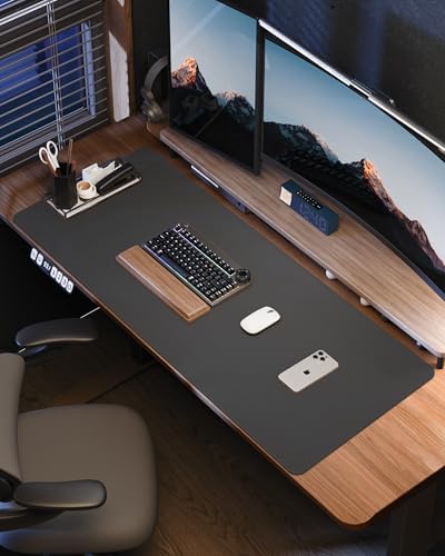 Leather Desk Pad Protector- 48" x 17" Office Desk Mat, Non-Slip PU Leather Mouse Pad, Waterproof Desk Blotter Mat, Desk Cover Mat for Office and Home (Dark Grey) - Image 6